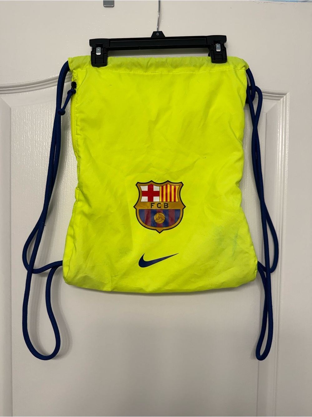 Nike FC Barcelona FCB Drawstring Bag Neon Yellow Soccer Football Gym Sack
